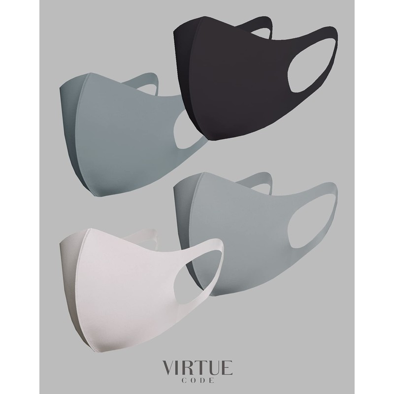 VIRTUE CODE Second Skin Cloth Face Mask Pack. 4 Buttery