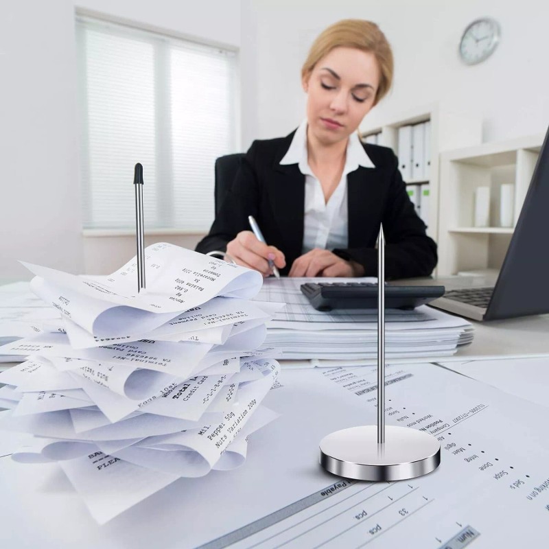 3 PCS Paper Receipt Holder Spike Check Spindle Desk Straight