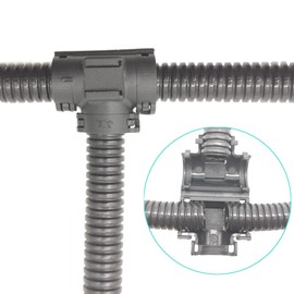 PGFUN Wire Loom Tee Connector Openable Convolute Tubing T Fitting for 3/8" Conduit (5-Pack)