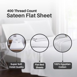 100% Egyptian Cotton 400 Thread Count Flat sheet White-Single