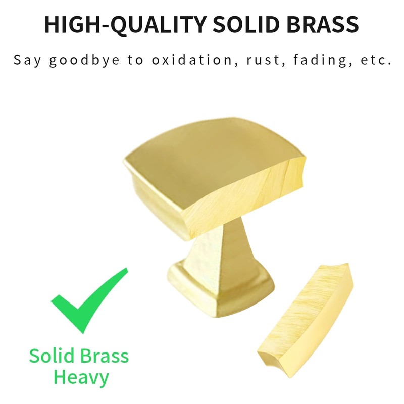 BIGLUFU 5Pcs Cabinet Knobs Square Solid Brass Drawer Vintage Retro