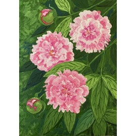 5x7 Peopny Peony Ryta print of painting feng shui wealth good luck flower art