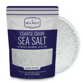 Coarse Sea Salt for Grinder Refill, Coarse Grain Kosher, Non-Iodized Unrefined Baja Salt for Cooking, Mineral-Rich, 30 oz Bag