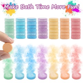 RAQEHO 70 Bath Color Tablets for Kids - 7 Colors Bath Fizzies Toddler BathBombs Kids Water Coloring Potion Tablets Spa Stuff Fragrance Free & Non Toxic Science Experiments Bath Gifts for Children