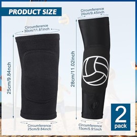 Hungdao 2 Set Volleyball Knee Pad and Arm Sleeve Volleyball Accessories Stuff Forearm Elbow Sleeve Wrist Guard with Protection Pad and Thumb Hole for 