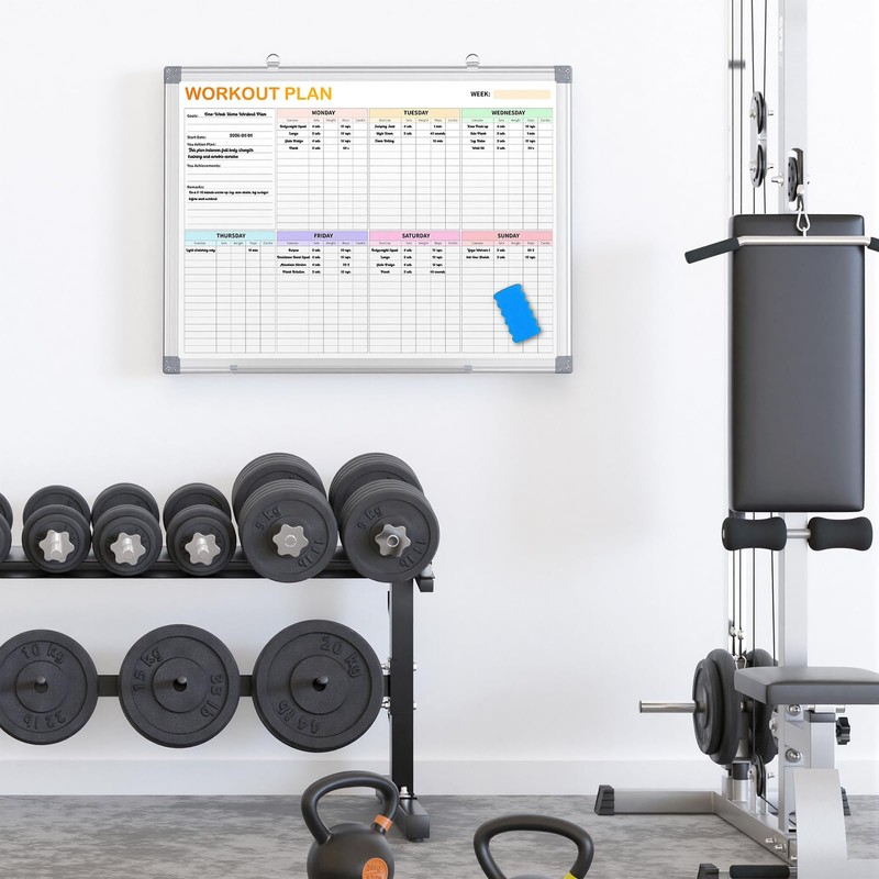 Fitness Tracker Magnetic Whiteboard Workout Plan Dry Erase Board for