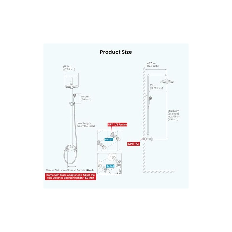 Sistema de Ducha para Baño 2 en 1 con Rociador