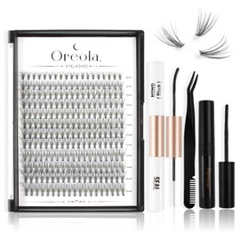 Oreola Individual Eyelash Set DIY Eyelash Extensions, 228 Pieces 20D Individual Eyelashes with Bond and Seal Natural 0.07C 8-15 mm Eyelash Clusters with Remover, Applicator, Reusable False Eyelashes