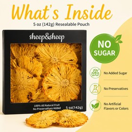 SHEEP&SHEEP Dehydrated Pineapple Slices | Dried Pineapple Flower Rings | 100% Natural Edible Pine-apple Fllower | No Sugar Added, Non-GMO Gluten Free Healthy Dried Fruit Snack for Baking,Snacking,Cakes,Cooking,Cocktail Garnish Decor,Resealable Bulk Pack|