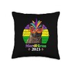 Funny Party Cat Mask Beads Mardi Gras 2023 Throw Pillow
