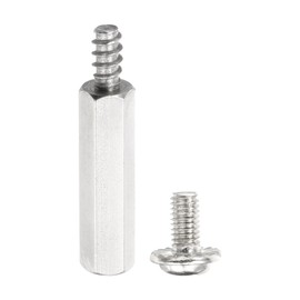 PATIKIL 12 Set M3 Hex Standoffs, M3 x 15mm + 6mm Studs Male to Female Motherboard Standoffs Spacers Pillars, Stainless Steel Silver, with Screw