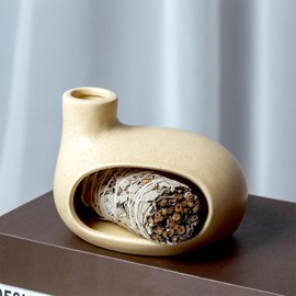 BEYLAB Häuser Palo Santo Holder, Incense Stick Holder for Palo Santo Sticks, Incense Cones Burner, Smoking Wood, Meditation Yoga Wood Burner, Bowl Stand, Modern, Minimalist, Beige