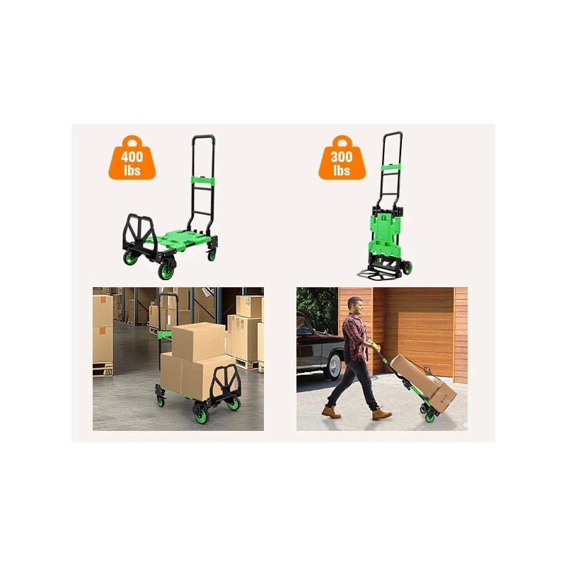 LoJok TECSPACE 2 in 1 Folding Hand Truck, 400 LBS
