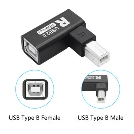 90 Degrees USB 2.0 Printer Connector Adapter, Right Angle USB Type B Male to Female Extender and 480Mbps Data Transmission, Metal Shell, for Printer, Scanner, Fax, Piano Mixer etc - 2Pcs