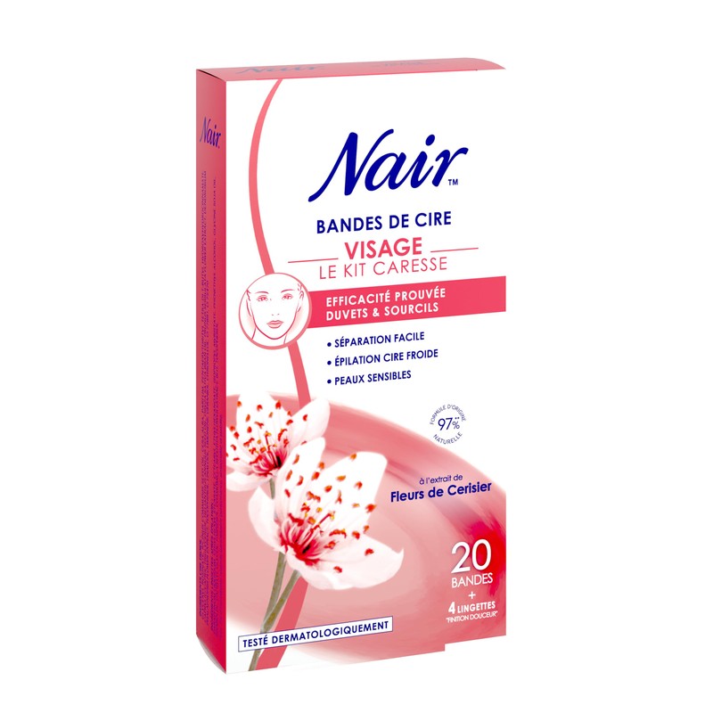NAIR Caresse Set - Cold Wax Strips for Face, Easy