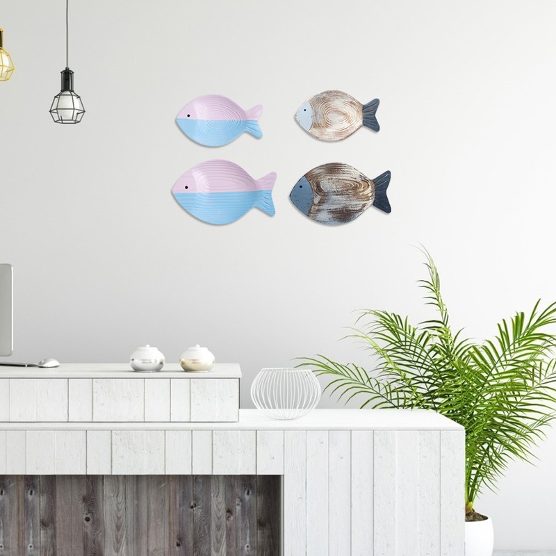 Wood Fish Hanging Ornament Wooden Fish Wall Art Decor for