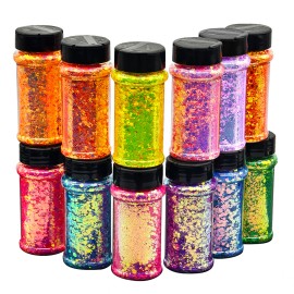Free Samples and  Cost 24 Pcs 2ozJar Glitter Sparkly Chunky Glitter for Crafts Snow and Nail Craft Chunky Glittercolor: Set 17 12 mix colors/Sparkly Glitter