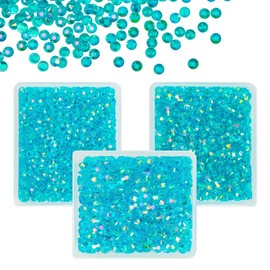 qiipii Transparent Teal Blue AB Resin Rhinestones for Crafting 3mm 4mm 5mm Clear Turquoise Blue Flatback Jelly Stones Bulk SS10 SS16 SS20 Diamonds Gems for Nails Face Eyes Makeup Tumblers DIY Crafts