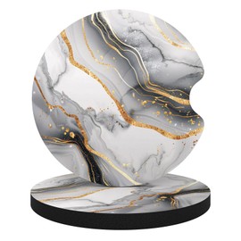 Aiawoxc Car Cup Holder Coasters, 2 Pack Universal Auto Anti Slip Insert Coaster with A Finger Notch, Cute Car Assecories for Women Men, Cup Mat for Most Interior, Gray Marble