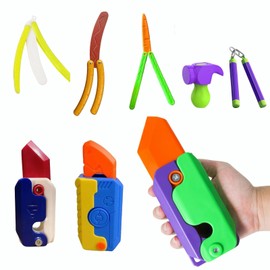RMISODO 8Pcs Carrot Fidget Knife Toy Set, Butterfly Fidget Knife, Nunchaku, Carrot Hammer, Colorful and Novel Shape,Made with 3D Printing Technology ,Perfect Stress Relief Toy Set