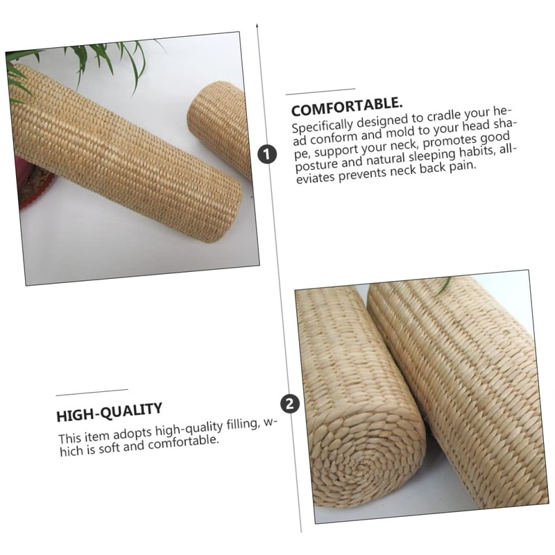 CAXUSD 1pc Natural Cattail Pillow Cylinder-Shaped Cervical Neck Pillow for