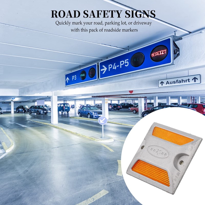 POPETPOP 2pcs Reflective Driveway Markers Aluminum Roadside Emergency Reflectors for