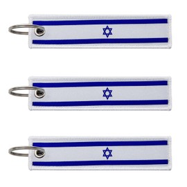 LLBFHH 3 Pcs Israel Israelis Country Flag Keychain,Woven label Key Chains for Car Keys,Fabric Key Chains Men and Women,Used for Various Decorations.