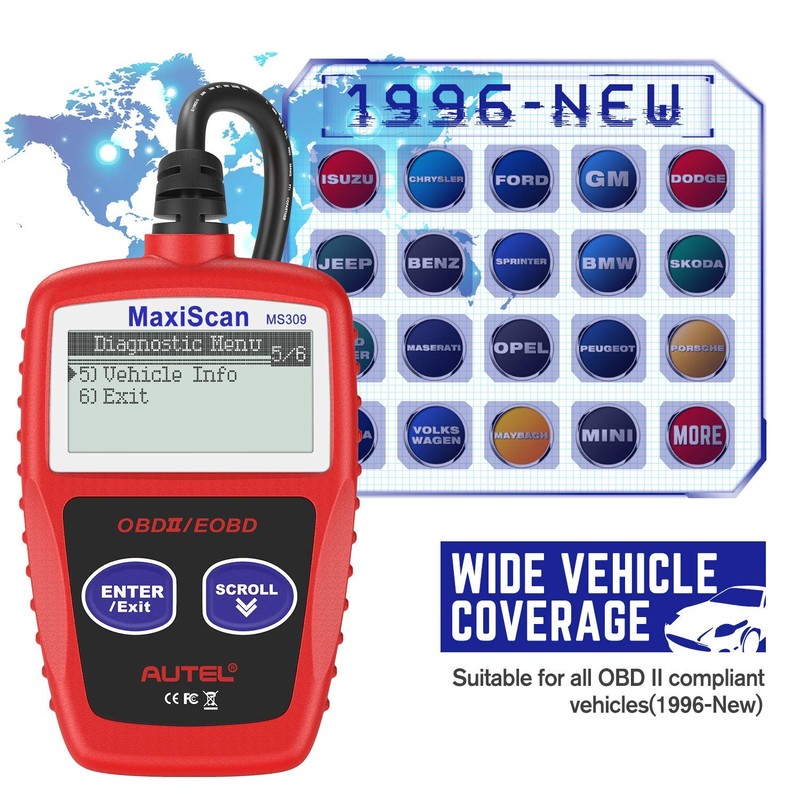 Autel OBD2 Scanner MS309 Universal Car Engine Fault Code Reader,