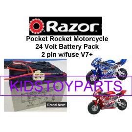 YB BATTERY New! 24V Battery Pack for Razor Pocket Rocket V7+ 2 pin w/fuse