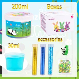 Sanzhituu Butter Slime for Kids, 7oz. with 1oz. Clear Slime, Slime Kit for Girls Ages 8-12, Kids Slime Set Party, Goodie Bag Stuffers, Cute Charms, Perfect for Christmas, Birthday Gift (Blue & White)