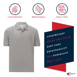 Premium Wear Men's Polo T-Shirts, High Moisture Wicking Dry Fit Performance Athletic Short-Sleeved Polo T-Shirts with Collar for Golf, Tennis, Work, Daily, Casual Gray