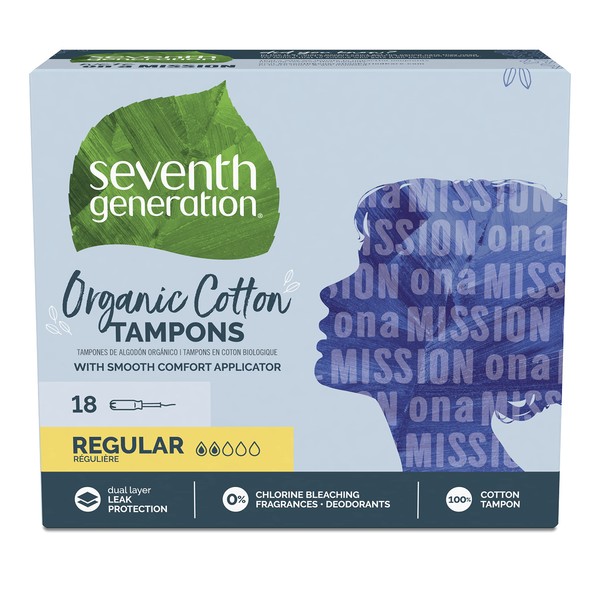 SEVENTH GENERATION Free & Clear Regular Tampons with Applicator, 18