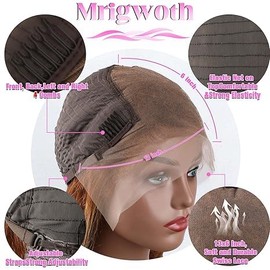 Mrigwoth 13x6 HD Lace Front Wigs Human Hair Ombre P4/27 Colored Honey Blonde Frontal Wigs Pre Plucked with Baby Hair 160% Density Ombre Body Wave Human Hair Lace Frontal Wig for Women 32 Inch