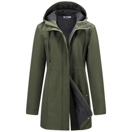 Outdoor Ventures Softshell Jacket Ladies Rain Jacket Functional Lightweight Rain Coat Windbreaker Waterproof Hiking Jacket Breathable Outdoor Jacket with Hood for Spring Fall Winte Olive Green S