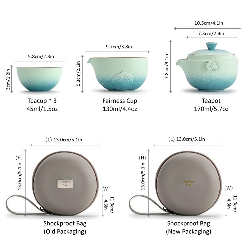 Zen Lotus Design Travel Teapot, Portable Ceramic Tea Set, 1