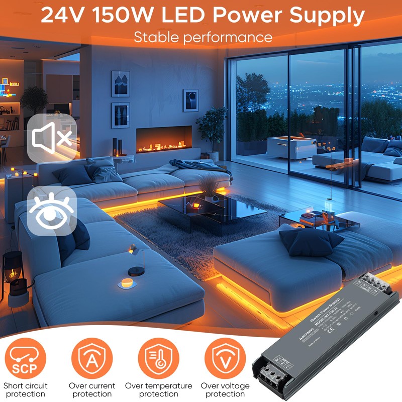 Karyoosi 24V 150W LED Driver, LED Power Supply 6.25A, Transformer