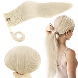 Blonde Ponytail Extensions Human Hair White Blonde Wrap Around Ponytail Hair Extensions Real Human Hair Ponytail Extension Real Hair 20 Inch 80 Gram