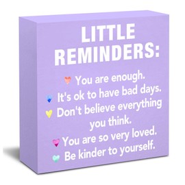 Inspirational Motivational Gifts Purple Office Decor Desk Accessories Little Reminders You are Enough Positive Purple Office Decor Sign Desk Decorations for Women Home & Office Cute Desk Accessories