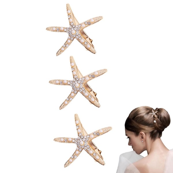 Zhjuju Starfish Hair Clips, Pack of 3 Girls Flower Girl