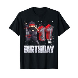 Ninja 11th Birthday Party Theme 11 Eleven Year Old Kids Boys T-Shirt