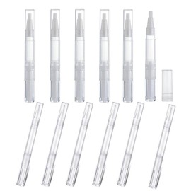 12Pcs Transparent Twist Pens,3 ml and 5 ml Transparent Twist Pens Empty Nail Oil Pen with Brush Tip,Lip Gloss Container Applicators Growth Liquid Tube for Homemade Nail Oil, Lip Gloss