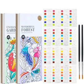 2 Pcs Pocket Watercolor Painting Book Coloring Books for Kids Ages 4-8 Watercolor Paint Bookmark Kit for Kids Watercolor Painting Book Pocket Watercolor Book to Paint Travel Pocket Watercolor Kit