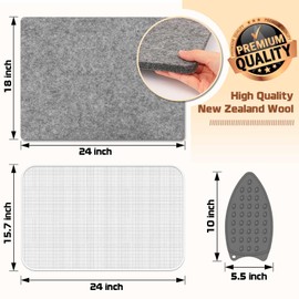 Seloom 18"X24" Wool Ironing Mat for Quilters with Iron Mesh Cloth, Wool Pressing Pad Easy Pressed Iron Mat for Retains Heat, Great for Quilting & Sewing Projects