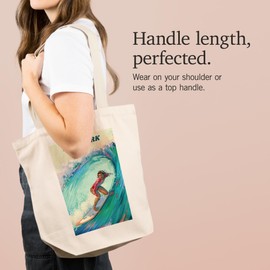 Lantern Press New York, Vitamin Sea, Coastal Series, Surfer Girl (100% Cotton Canvas Reusable Tote Bag)