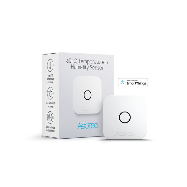 AEOTEC aërQ ZWA039 Temperature and Humidity Sensor, Z-Wave, SmartThings, White