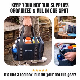 TUBTEK Hot Tub Chemical Bag | ChemBag (Navy) | Carry All Your Hot Tub Chemicals & Hot Tub Accessories | Fits All Major Chemical Brands | Keep Spa Supplies Organized | Hot Tub Accessories for Adults