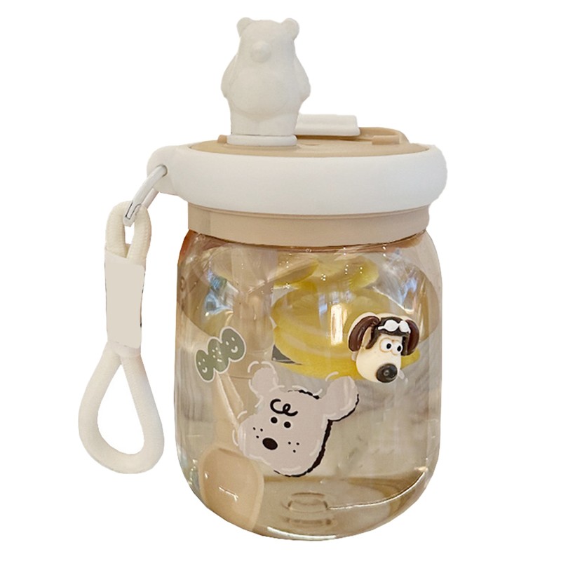 800ml Cute Water Cup with Lid and Straw Plastic Portable