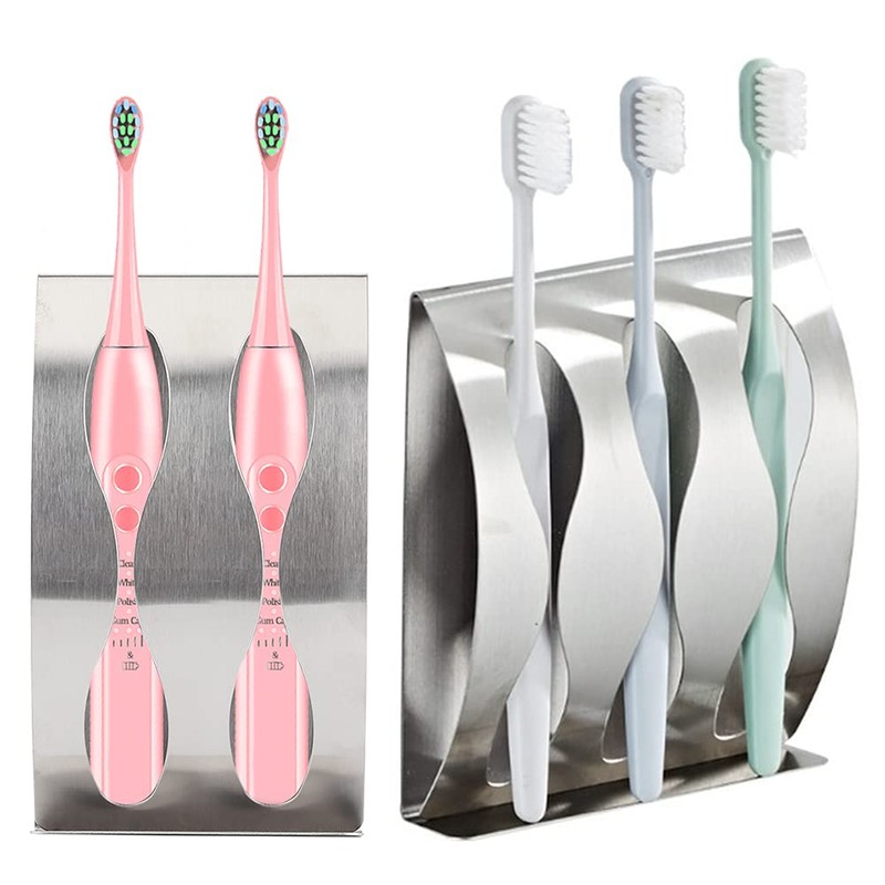 MOUMOUTEN Household Wall-Mounted Stainless Steel Toothbrush Holder - Modern Bathroom