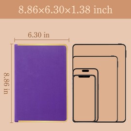 bibiage Hardcover Notebook with Golden Edges - Faux Leather Journal, Metal Corner Protectors, 8.8 x 6.3 Inches, 256 Pages Thick Paper, Lined Pages for Writing, Work, Study - Purple