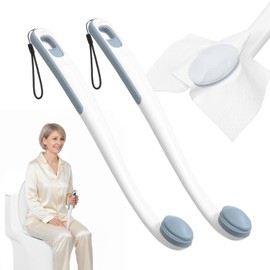 Toilet Aids for Wiping Bottom for Elderly & Limited Mobility – 16.5" Ergonomic Bottom Buddy Wiping Aid with Secure Clamp, Butt Wiper Tool for Women & Men, Waterproof Easy-Clean
